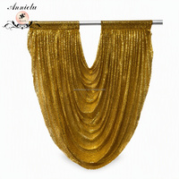 ANNIELU Rideau de draperie en forme de U avec sequins dorés pour arche de mariage, toile de fond, décoration d'événements et de fêtes