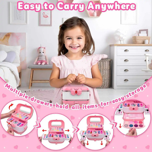 Nouveau kit de maquillage pour enfants <span class=keywords><strong>valise</strong></span> portable <span class=keywords><strong>fille</strong></span> semblant jouer bricolage cosmétiques kits de maquillage - Product Image 2