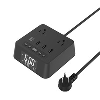3-Pin US-Standard-Stecker Wasserdichter Wiederaufladbarer Batteriebetriebener Multifunktions-LED-Wecker mit Berührungssensor für Hotel und Haushalt