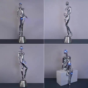 Personajes de base de montaña vacíos de acero galvanizado de vidrio moderno creativo aterrizaje escultura grande - Product Image 5