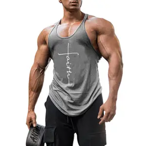 Muscle Fitness Bodybuilding Gym Clothing Male Sleeveless Vest Print Blank Wife Beater Singlets Stringers Men Tank Top