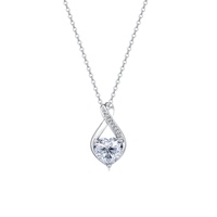Collier en Moissanite en Argent Sterling 925, Cœur 8mm, Monture Goutte d'eau, VVS1 Couleur D, 3 Griffes, 3 Couleurs