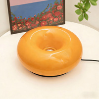 Lampe de table moderne Bauhaus Donut, tactile, 3 couleurs, variateur d'intensité, lumière de chevet chaude, design rétro en verre orange, décoration de chambre à coucher