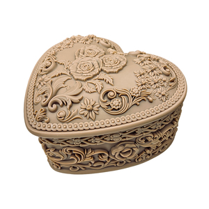 Boîte à bijoux en forme de cœur imprimée en 3D sur mesure, résine SLA UV, faible MOQ, finition polie et peinte, emballage cadeau - Product Image 1