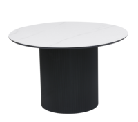 Table à manger moderne de luxe en pierre frittée avec piétement en MDF écologique pour la maison, l'appartement, l'hôtel, la salle à manger