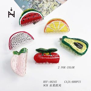 Fermacapelli a forma di artiglio di frutta da 9 cm, colorati, per donne e ragazze - Product Image 2