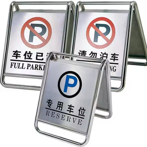 Barriere Stradali Portatili in Acciaio Inox, Segnali di Avvertimento per la Sicurezza Stradale, Parcheggio Proibito, Pieghevoli ad Alta Intensità - Product Image 1