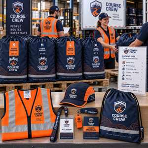 Kit de Voluntario para Personal de Eventos con Logotipo Personalizado, Incluye Chaleco de Seguridad con Cinta Reflectante, Gorra, Silbato y Bolsa con Cordón - Product Image 1
