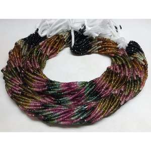 Natural Multi Tourmaline Faceted Rondelle Beads Strands 3.5-4mm Multi-Colored 12.5 Inches Wholesale Price for Jewelry Making - Product Image 3