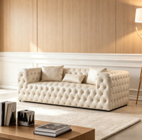 Canapé Chesterfield classique en cuir capitonné, canapé moderne à rangées droites avec boutons capitonnés, canapé de luxe pour salon, canapé 3 places, meubles pour la maison