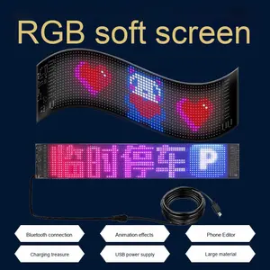 Layar iklan tampilan mobil pintar <span class=keywords><strong>LED</strong></span> fleksibel, stiker mata iblis HD warna penuh koneksi ponsel Bluetooth IP65 luar ruangan - Product Image 2