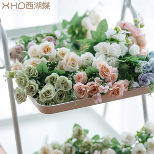 ช่อดอกกุหลาบประดิษฐ์ 10 หัว สีชมพู ดอกไม้ผ้าไหม ตกแต่งบ้าน งานแต่งงาน ศิลปะการจัดดอกไม้ - Product Image 5