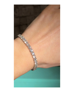 Bracelet tennis unisexe en or blanc 14 carats avec diamants ronds cultivés en laboratoire – Cadeau idéal pour elle, mariage et fiançailles - Product Image 2