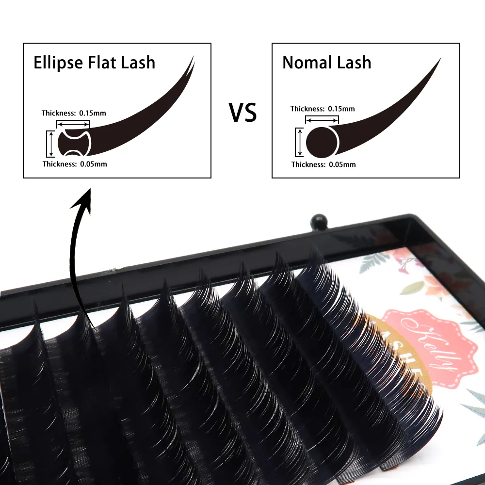 private label high quality Individual Eyelashes extensions Tray cashmere ellipse matte black flat classic lash extensions tray