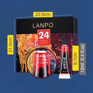 Lanpo พรีเมี่ยม24สีชุดสีอะคริลินักเรียนที่มีคุณภาพสีอะคริลิชุดสำหรับของขวัญส่งเสริมการขาย