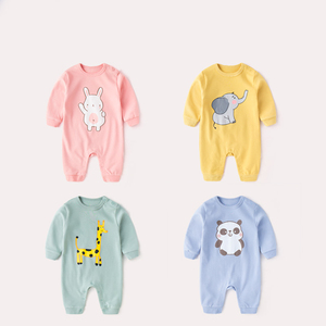 Printemps Manches Longues Mignon Dessin Animé Écologique Lin Barboteuse Bébé Vêtements - Product Image 1