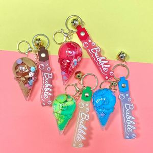 Unique Gifts <b>Ice</b> Cream Shape Bag Pendants Colorful Food Liquid Car Keyrings Drifting Oil Quicksand Liquid Keychain - Product Image 1