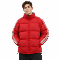 Veste matelassée réversible à manches rayées style streetwear, fermeture éclair, OEM ODM, certifiée GRS, tissu recyclé, manteau d'extérieur décontracté chaud pour l'hiver