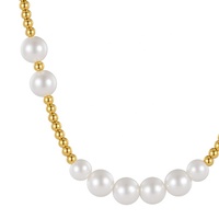 Bijoux en acier inoxydable plaqué or 18K, chaîne à billes en acier, Imitation perle, collier perlé, haute qualité, tendance, P213261