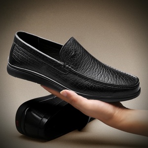 Chaussures en cuir pour hommes, style business décontracté, confortables et respirantes, légères, à enfiler - Product Image 2