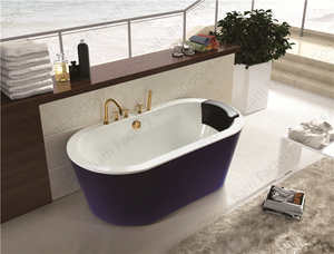<span class=keywords><strong>Bagno</strong></span> di lusso di dimensioni personalizzate vasca da <span class=keywords><strong>bagno</strong></span> ovale autoportante da 63 pollici in acrilico blu con cuscino - Product Image 2