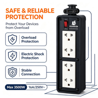 Boîte de prises universelle portable 4 gangues 250V 16A, bloc de prises de courant industriel robuste 3500W pour extérieur