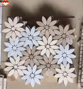Modern Marble Flower Shape Designs Thassos White Marble <strong>Sunflower</strong> <strong>Mosaic</strong> Flower Leaf <strong>Mosaic</strong> - Product Image 5