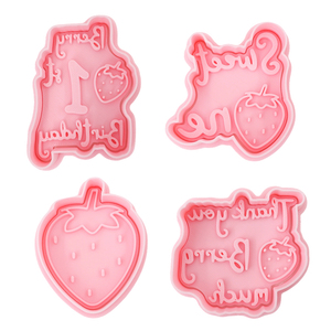 <span class=keywords><strong>Fraise</strong></span> anniversaire série écologique en plastique emporte-pièces 3D dessin animé bricolage imprimé Biscuit moule gâteau décoration outils - Product Image 4