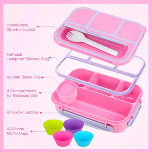 Custom Logo School Kids Children Bento <b>Lunch</b> <b>Box</b> Plastic Food Storage Container with Silicone Muffin Cups - Product Image 6