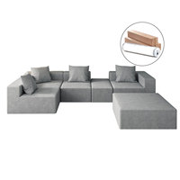 Ensemble de mobilier d'extérieur moderne Union Win – Canapé-lit d'angle convertible – Pouf modulaire design pour canapé compressé