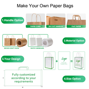 Bán buôn số lượng lớn thân thiện với môi nâu <span class=keywords><strong>kraft</strong></span> Túi mua sắm giấy với phẳng xử lý phân hủy sinh học cho thủ công cửa hàng tạp hóa bao bì - Product Image 3