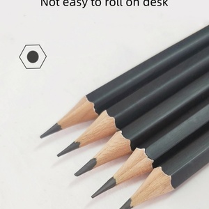 Crayons à mine hexagonaux noirs en graphite personnalisés pour l'école avec gomme, en coffret coloré - Product Image 3