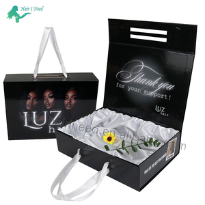 Caja de embalaje de paquete de pelo personalizado con cierre magnético de satén caja de extensión de accesorios de peluca para paquete de pelucas - Product Image 1