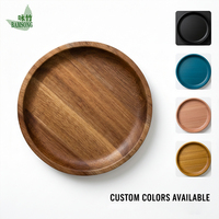 Set ronde acacia houten kommen, milieuvriendelijk, massief houten keukenkom, salade-, fruit- en dessertkom voor thuis, restaurant, bruiloft, cadeau