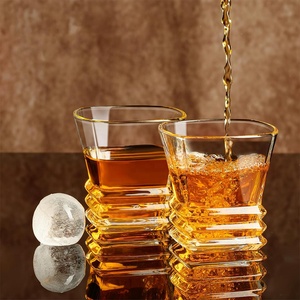 9.5oz Bar <strong>Spirit</strong> <strong>Glass</strong> Cup Square Rocks <strong>Glasses</strong> Clear Accordion Whiskey Tumbler - Product Image 2