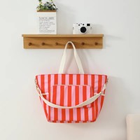 Sac fourre-tout en toile rayée personnalisé, écologique, portable, pour voyage en extérieur, pour filles - Vente en gros