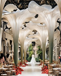 Arco di Fiori Giganti in Organza Fatto a Mano H783, Sfondo di Lusso per Matrimoni, Installazione Artistica in Tessuto Personalizzata per <span class=keywords><strong>Eventi</strong></span> all'Aperto e al Chiuso - Product Image 6