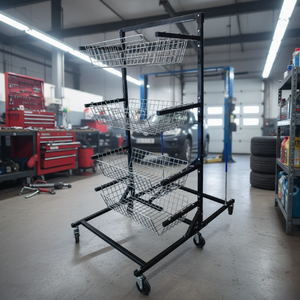 Chariot utilitaire industriel en métal robuste EVER-LEADING à 4 niveaux - Capacité de 500 lb - Étagère mobile pour l'entretien des usines et des entrepôts - Product Image 4