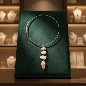 Handcrafted Brass Freshwater Pearl Strand <b>Chokers</b> Necklace Set Matching Earrings | Women's Elegant Luxury - Product Image 4