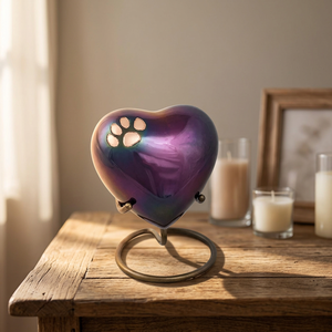 Hand Painted Heart <b>Keepsake</b> Urn Cremation <b>Ashes</b> Memorial Urn Custom Design Metal Paw Pattern <b>for</b> Home Display - I H C - Product Image 3