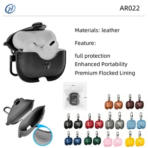 Estuche de Cuero PU Personalizado al por Mayor <span class=keywords><strong>para</strong></span> Auriculares y Estuche Inalámbrico <span class=keywords><strong>para</strong></span> <span class=keywords><strong>Airpods</strong></span> Pro 2 3 4 con Gancho Metálico y Bolsa de Transporte - Product Image 2