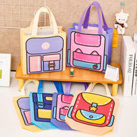 Sacs fourre-tout non tissés personnalisés à motifs pour fournitures scolaires, cadeaux mignons de dessins animés, emballage cadeau pour fêtes d'enfants