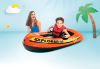 Perahu Karet Tiup INTEX Orange Explorer 1-Person 147cm Ramah Lingkungan PVC Kayak Dayung Navigasi Anak-Anak Dewasa Memancing