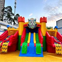 Parc aquatique gonflable extérieur commercial de PVC de Platon 0.55-0.9mm avec la glissière d'amusement de double piscine pour des enfants et des adultes