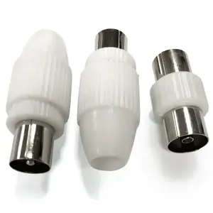 Conector de antena de TV blanco (2 unidades) + toma de TV uno a uno, ideal para instalaciones de antena y transmisión de señal. - Product Image 1