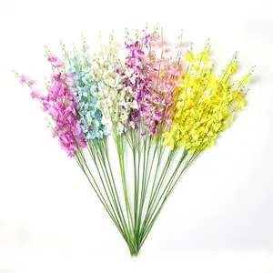 Flores decorativas & wreaths grande, flor artificial branca de seda orquídea