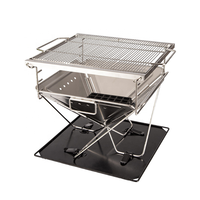 Barbecue pliable d'extérieur, poêle de camping à 3 niveaux, chauffage au charbon de bois réglable en hauteur