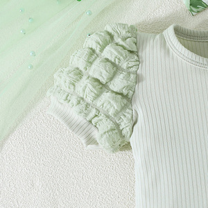 Children's Clothing Baby Girls Solid <b>Bubble</b> Sleeves Jumpsuit Shorts Headscarf Set Casual Two-piece Breathable Soft - Product Image 4