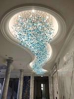 Lustre en verre sur mesure de grande taille pour hôtels, éclairage intérieur suspendu, hauteur réglable, lampe de plafond pour hall