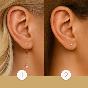 ต่างหูทองคำ 18K เงินแท้ 925 ประดับโอปอลรูปดาวสี่แฉกและแปดแฉก - Product Image 4
